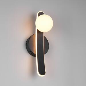 Trio Lighting LED stenska svetilka Napoli, črna mat, višina 34 cm, kovina CCT, zatemnjen, Črna, Dnevna soba / jedilnica, Kovina, Sodobni