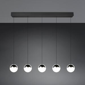 Reality Leuchten LED viseča svetilka Senta, krom, dolžina 114 cm, 4.000 K, 5-svetilna., Kovinska, Dnevna soba / jedilnica, Plastika, Sodobni, Globus