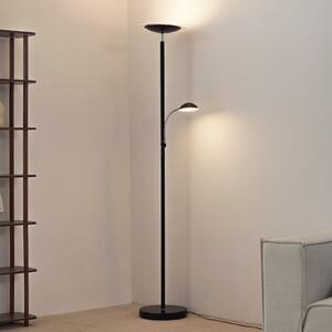 Lindby LED-stoječa svetilka Malea, črna, za branje, z možnostjo, zatemnjen, Črna, Dnevna soba / jedilnica, Kovina, Sodobni, Svetilka za branje