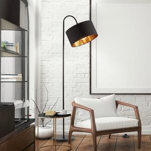 B.K. Licht Stojna svetilka Kari, ukrivljena, črna/zlata, tekstil, E27, Črna, Dnevna soba / jedilnica, Tkanine / tekstil, Sodobni