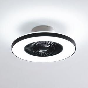 Lindby Smart LED stropni ventilator Paavo črn tiho Tuya, zatemnjen, Črna, Dnevna soba / jedilnica, Plastika, Sodobni