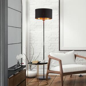 B.K. Licht Stojna svetilka Kari, ravna, črna/zlata, tekstil, E27, Črna, Dnevna soba / jedilnica, Tkanine / tekstil, Sodobni