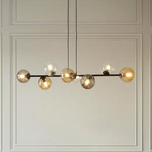 EMIBIG LIGHTING Visoka svetilka Glassy, 8-svetilna, črna, grafit/jantar/prozorna, zatemnjen, Črna, Dnevna soba / jedilnica, Steklo, Sodobni, Globus