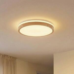 Lindby LED stropna svetilka Emiva, Ø 49 cm, CCT, les, zatemnjen, Les, Dnevna soba / jedilnica, Les, Sodobni
