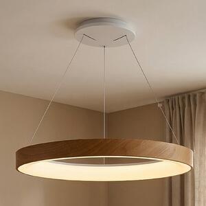 Mantra Iluminación LED viseče svetilo Niseko II, daljinski upravljalnik, Ø 50cm lesene barve, zatemnjen, Les, Dnevna soba / jedilnica, Aluminij, Sodobni