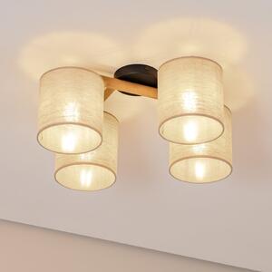 TK Lighting Stropna svetilka Deva, štirižarna, tekstilna, zatemnjen, Bež, Dnevna soba / jedilnica, Tkanine / tekstil, Skandinavski