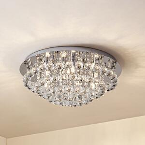 Lindby Stropna svetilka Antonino, 8-svetlobna, krom, kristal, 55 cm, zatemnjen, Kovinska, Dnevna soba / jedilnica, Kristal, Sodobni