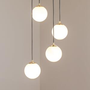 Euluna Visoka svetilka Glassy, 4-delna, okrogla, črna/opal, zatemnjen, Črna, Dnevna soba / jedilnica, Steklo, Sodobni