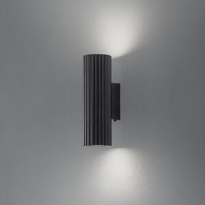 SOLLUX LIGHTING Karbonska stenska svetilka, črna, višina 20 cm, aluminij, 2 luči., zatemnjen, Črna, Dnevna soba / jedilnica, Aluminij, Sodobni