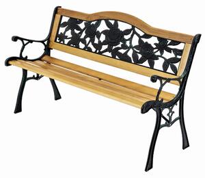 Vrtna klop z motivom vrtnic - 125x52x78 cm, bor