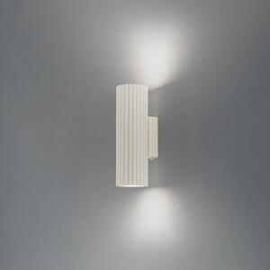 SOLLUX LIGHTING Stenska svetilka Carbon, bež, višina 20 cm, aluminij, 2 luči., zatemnjen, Bež, Dnevna soba / jedilnica, Aluminij, Sodobni