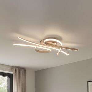 FISCHER & HONSEL LED stropna svetilka Biba, peščena, dolžina 100 cm, kovina, CCT, zatemnjen, Bež, Dnevna soba / jedilnica, Kovina, Sodobni