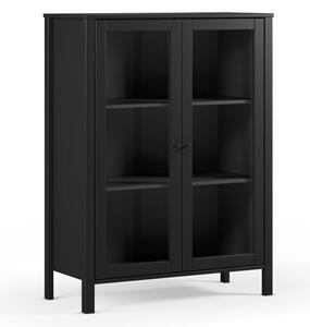 Črna vitrina iz masivnega bora 90x120x40 cm Alessandra – Marckeric