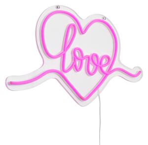 Neon stenska svetilka roza vklj. LED - Love