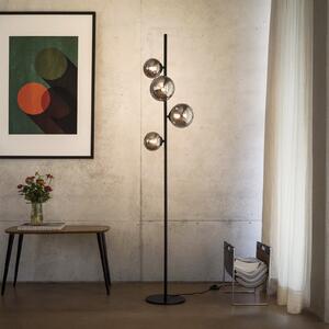IDEAL LUX Stoječa svetilka Perlage, črna/dimno siva, višina 164 cm, 4-žarilna, Črna, Dnevna soba / jedilnica, Kovina