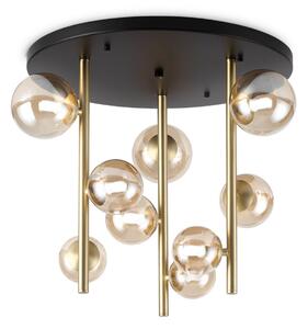 IDEAL LUX stropna svetilka Perlage, črna/jantar, premer 50 cm, 9-žarilna, Bež, Dnevna soba / jedilnica, Kovina