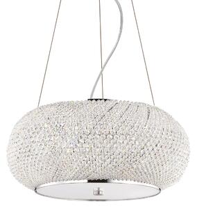 IDEAL LUX obesna svetilka Pasha, krom/prozorno, Ø 40 cm, steklo, zatemnjen, Krom, Dnevna soba / jedilnica, Steklo