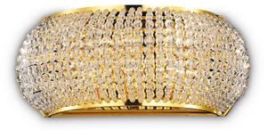 IDEAL LUX stenska svetilka Pasha, širina 25 cm, zlata/prozorna, Zlata / medeninasta, Dnevna soba / jedilnica, Steklo
