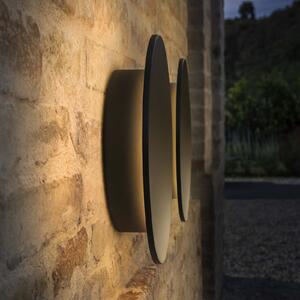 IDEAL LUX Zunanja LED-stenna svetilka Punto, črna, Ø 30 cm, Črna, Kovina, Sodobni