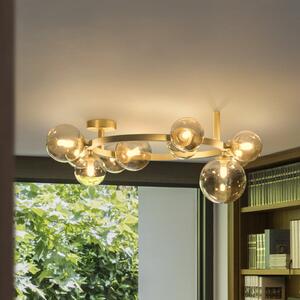 IDEAL LUX stropna svetilka Perlage, medenina/jantar, dolžina 70 cm, 10-žarilna, Zlata / medeninasta, Dnevna soba / jedilnica, Kovina
