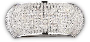 IDEAL LUX stenska svetilka Pasha, širina 25 cm, krom/prozorno, Krom, Dnevna soba / jedilnica, Steklo