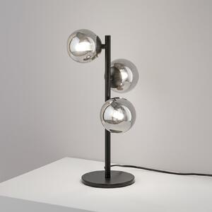IDEAL LUX Namizna svetilka Perlage, črna/dimno siva, višina 43 cm, 3-žarnica, Črna, Dnevna soba / jedilnica, Kovina
