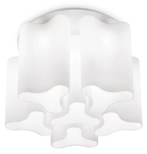 IDEAL LUX stropna svetilka Compo, premer 56 cm, bela, kovina/steklo, zatemnjen, Bela, Dnevna soba / jedilnica, Steklo