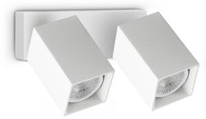 IDEAL LUX stenski reflektor Dynamite Square, bel, 16,5 cm, 2-žarilni, Bela, Dnevna soba / jedilnica, Kovina, Sodobni