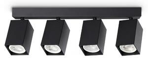 IDEAL LUX stropni reflektor Dynamite Square, črn, 38 cm, 4-žarčni, Črna, Dnevna soba / jedilnica, Kovina, Sodobni