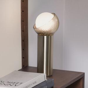 IDEAL LUX Namizna svetilka Bloom, medenina/jantar, višina 27 cm, Zlata / medeninasta, Dnevna soba / jedilnica, Kovina, Sodobni