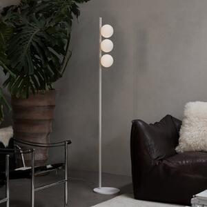 IDEAL LUX Stoječa svetilka Binomio, bela, višina 160 cm, kovinska, s tremi, Bela, Dnevna soba / jedilnica, Kovina, Sodobni