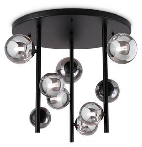 IDEAL LUX stropna svetilka Perlage, črna/dimno siva, premer 50 cm, 9-žarilna, Siva, Dnevna soba / jedilnica, Kovina