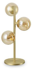 IDEAL LUX Namizna svetilka Perlage, medenina/jantar, višina 43 cm, 3-žarnica, Zlata / medeninasta, Dnevna soba / jedilnica, Kovina