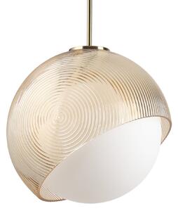 IDEAL LUX viseča svetilka Bloom, premer 30 cm, medenina, kovina/steklo, zatemnjen, Zlata / medeninasta, Dnevna soba / jedilnica, Kovina, Sodobni