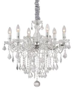 IDEAL LUX lestenec Florian v krom barvi, kristal, 6-žarčni, zatemnjen, Kovinska, Dnevna soba / jedilnica, Steklo