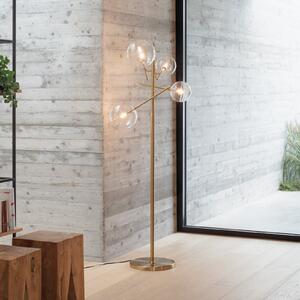 IDEAL LUX Stoječa svetilka Equinoxe, medenina/jantar, višina 166 cm, Zlata / medeninasta, Dnevna soba / jedilnica, Kovina