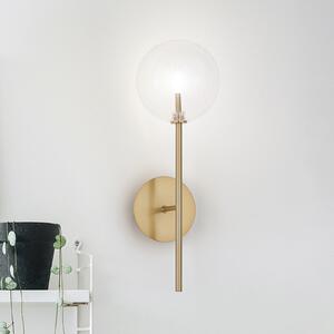 IDEAL LUX stenska svetilka Equinoxe, medenina/prozorno steklo, višina 45 cm, Zlata / medeninasta, Dnevna soba / jedilnica, Kovina