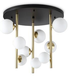 IDEAL LUX stropna svetilka Perlage črno-bela, premer 50 cm, 9-žarilna, Bela, Dnevna soba / jedilnica, Kovina