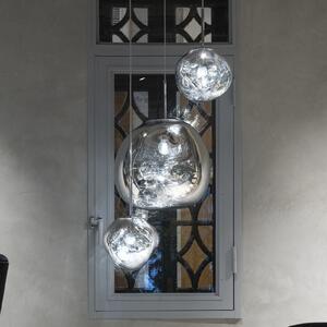 Tom Dixon LED obesna svetilka Melt Mini, Ø 28 cm, krom, zatemnjen, Kovinska, Dnevna soba / jedilnica, Plastika, Dizajn
