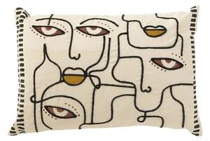 J-Line Bombažna dekorativna blazina J-Line Faces 68 x 40 cm