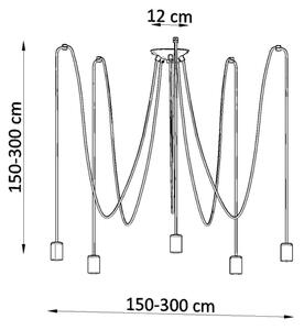 Sollux SL.0371 - Lestenec na vrvici EDISON 5 5xE27/60W/230V pajek črna
