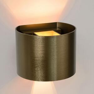 Lucide LED stenska svetilka Xio, okrogla, antična medenina, zatemnjen, Bronasta / starinska medenina, Hodnik, Kovina, Sodobni