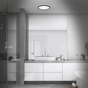 Briloner LED kopalniška stropna svetilka Slim Drip, črna, Ø 29 cm, IP44, Črna, Kopalnica, Plastika