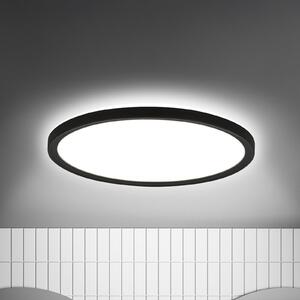 Briloner LED stropna svetilka Move Sensor, črna, Ø 29 cm, IP44, 4000K, Črna, Hodnik, Plastika
