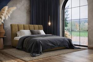 OBLAZINJENA POSTELJA 140 cm x 200 cm , les, tekstil, leseni material rjava