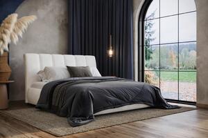 OBLAZINJENA POSTELJA 140 cm x 200 cm , les, tekstil, leseni material naravne barve