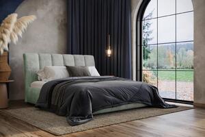 OBLAZINJENA POSTELJA 140 cm x 200 cm , les, tekstil, leseni material zelena