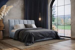 OBLAZINJENA POSTELJA 140 cm x 200 cm , les, tekstil, leseni material modra