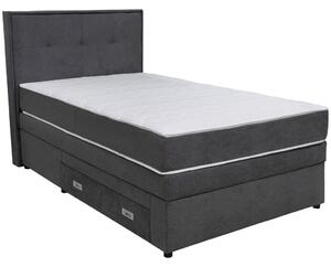 POSTELJA BOXSPRING 120 cm x 200 cm , les, tekstil, leseni material temno siva