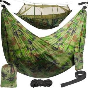 Turistična viseča mreža z mrežo proti komarjem SANTIAGO ARMY - 260 × 140 cm
